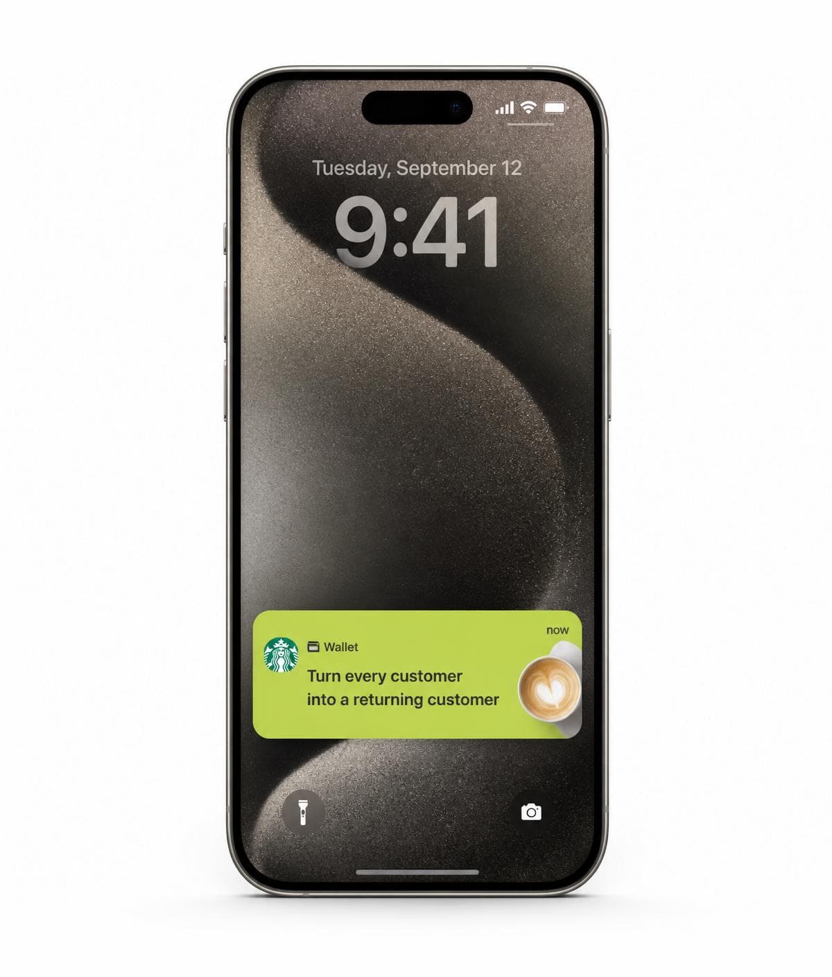 Phone lock screen showing a Tapme wallet notification for a business